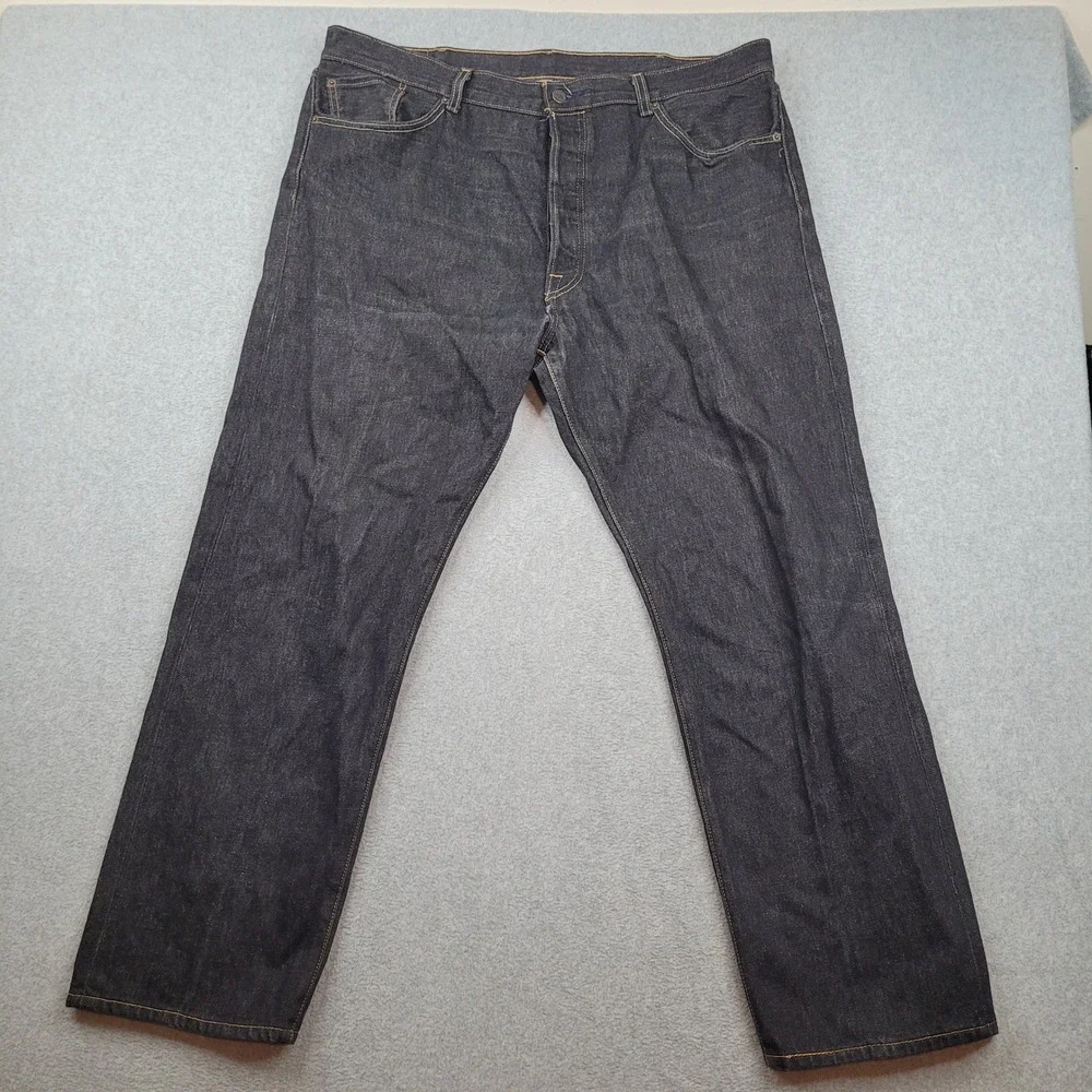 Levi's 501 Original Fit Jeans Mens 42x32 Dark Wash Blue‎ Button Fly Straight Leg